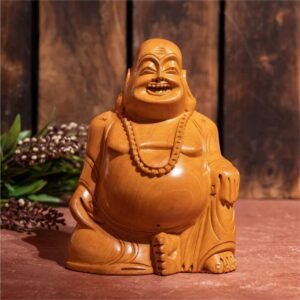 Laughing Buddha Statue Carved In Kadam Wood